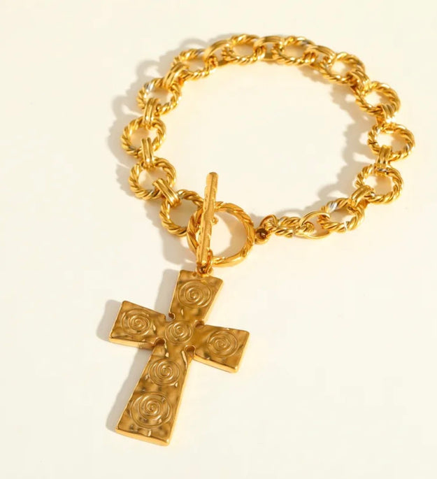 Bracelet croix en acier inoxydable