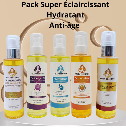 5 Pack  Huile Super Eclaircissant, Hydrant , booster & Anti-Age